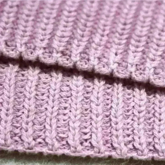 OMBRE Knit 100% Cotton Cropped Pink Purple Pullover Sweater Taper Sleeve Women L - Picture 5 of 7